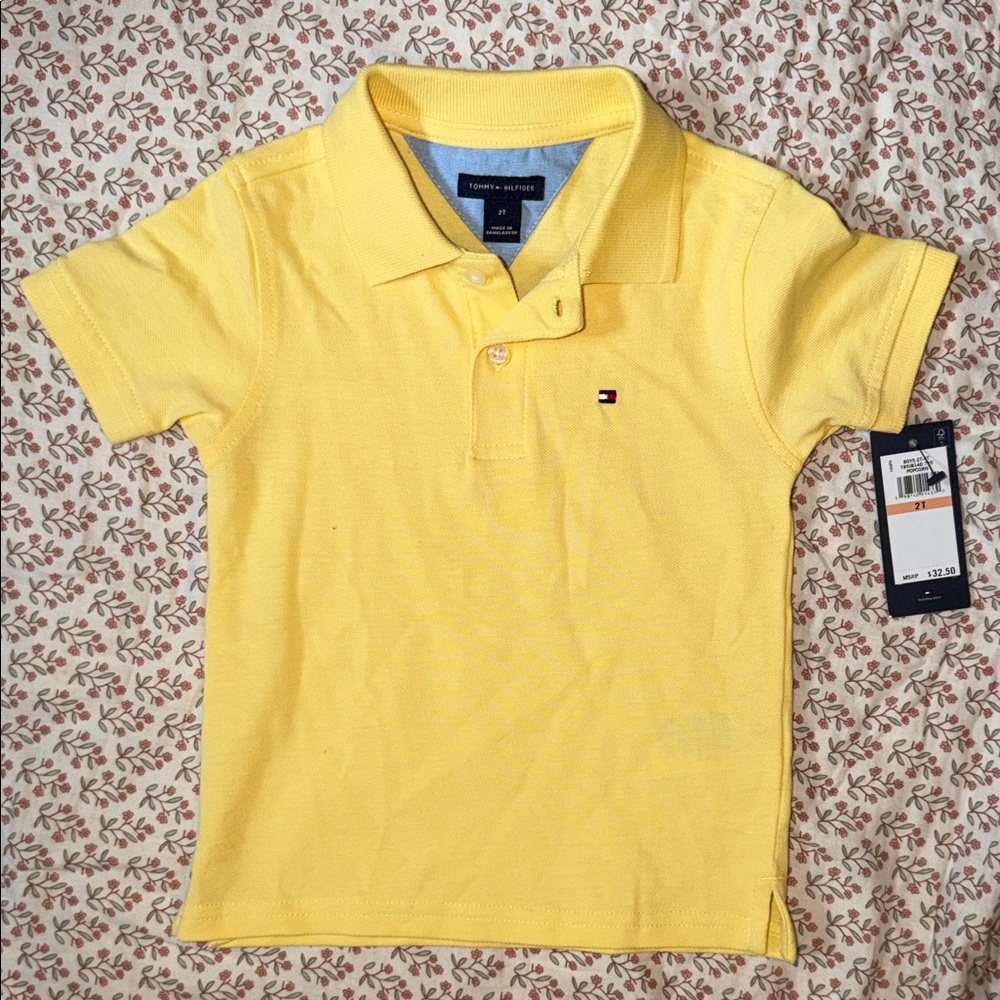 Tommy Hilfiger Kids Yellow Polo with Signature Flag